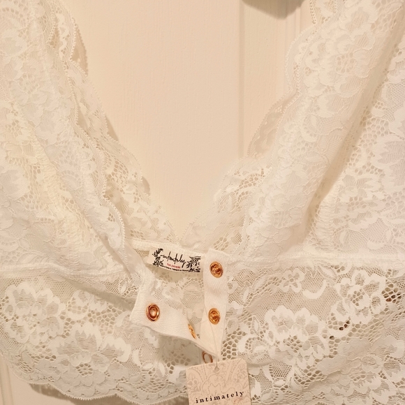 Free People Intimately Bralette Lace Bra Ivory Terra Combo Snap Button Closure - Picture 5 of 10